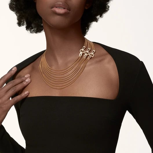 Agrafe necklace, medium model, semi-paved 2