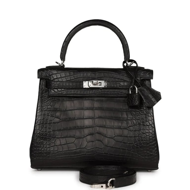 Hermès Hermès Kelly Retourne 25 Black Matte Alligator Palladium