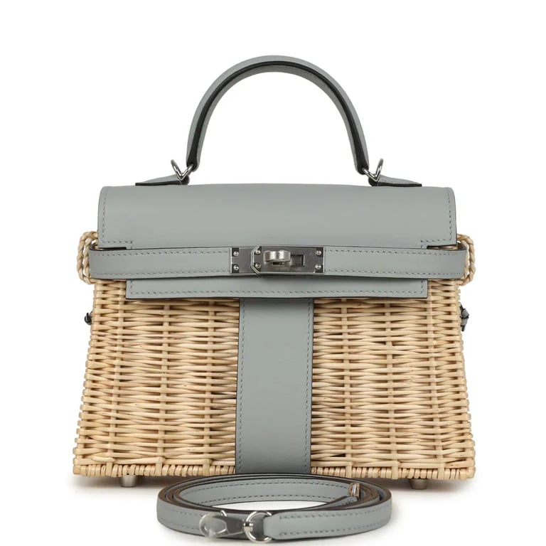 HERMESミニルーペ袋付き Hermès Hermès Mini Picnic Kelly 20 Bleu Glacier Swift Palladium