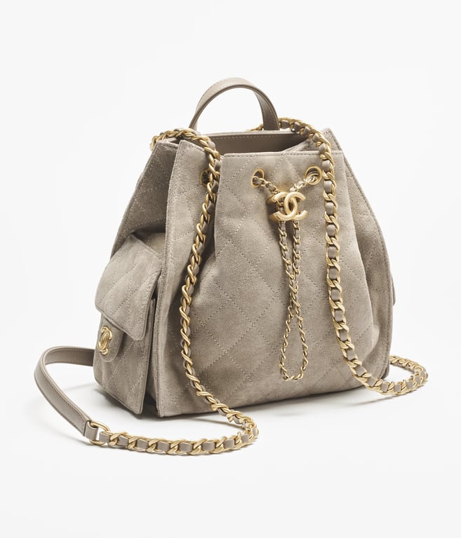 CHANEL リュック Chanel Goatskin Quilted Duma Drawstring Backpack Navy Turquoise