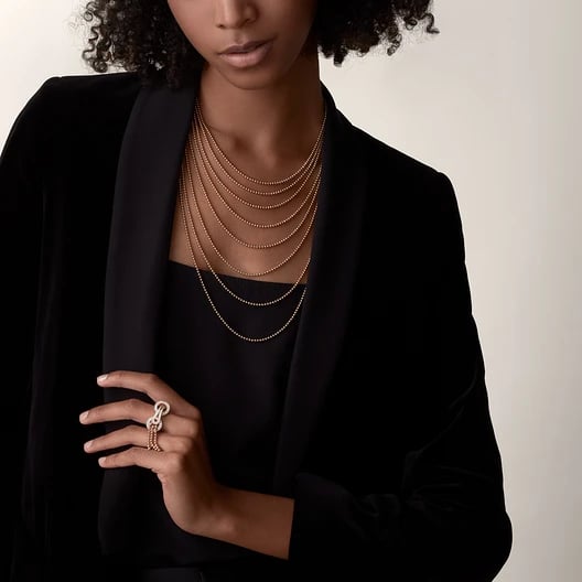 Agrafe long necklace, semi-paved 3