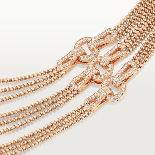 Agrafe necklace, medium model, semi-paved 3