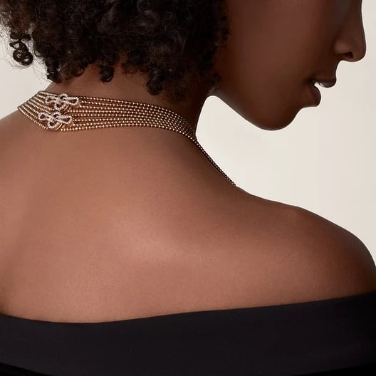 Agrafe long necklace, semi-paved 2
