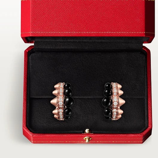 Clash de Cartier hoop earrings, onyx, extra-large model, diamonds 5