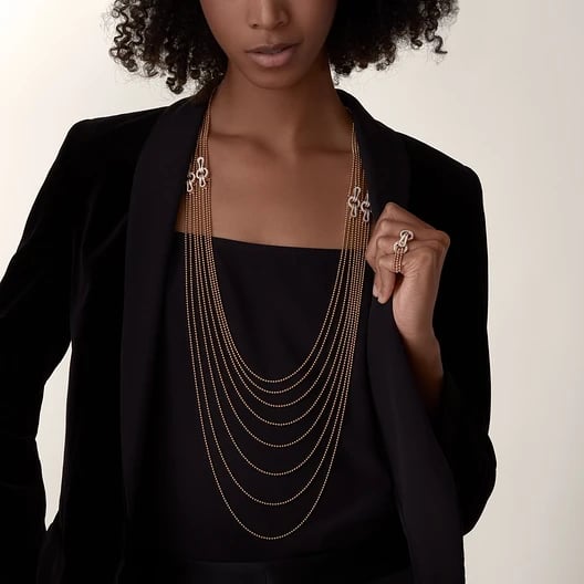 Agrafe long necklace, semi-paved 5