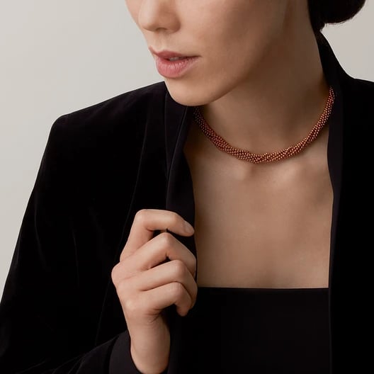Agrafe long necklace, semi-paved 4