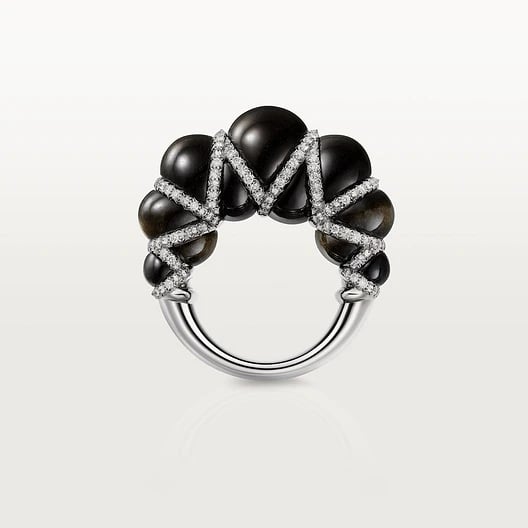 Cartier Libre Tressage ring, obsidian, diamondss 3