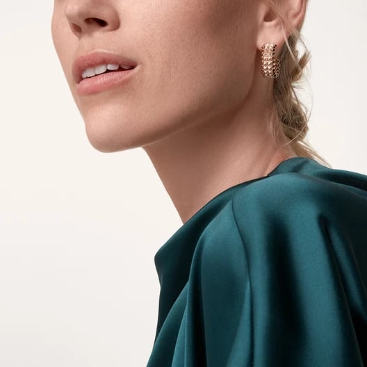 Clash de Cartier hoop earrings, double row, paved 8