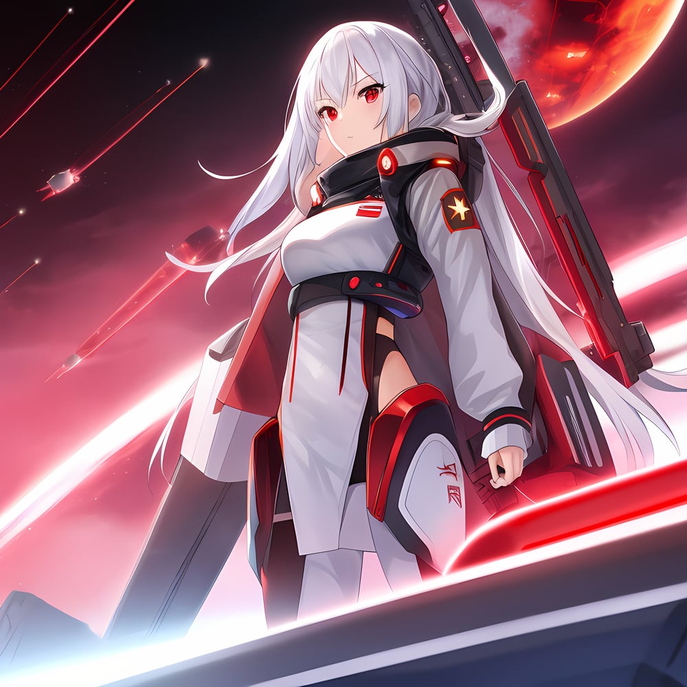 AI art "White Hair Power Suit Girl"