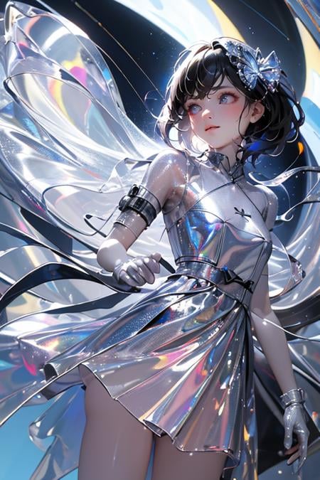 LASER Suit 镭射衣, Holographic clothing style LoRA, SD1.5 vers V2.0 - AI LoRA model on PixAI