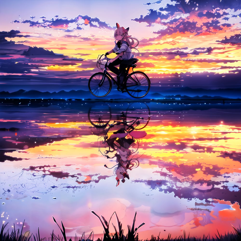 AI art "水面に映ってるふうです"