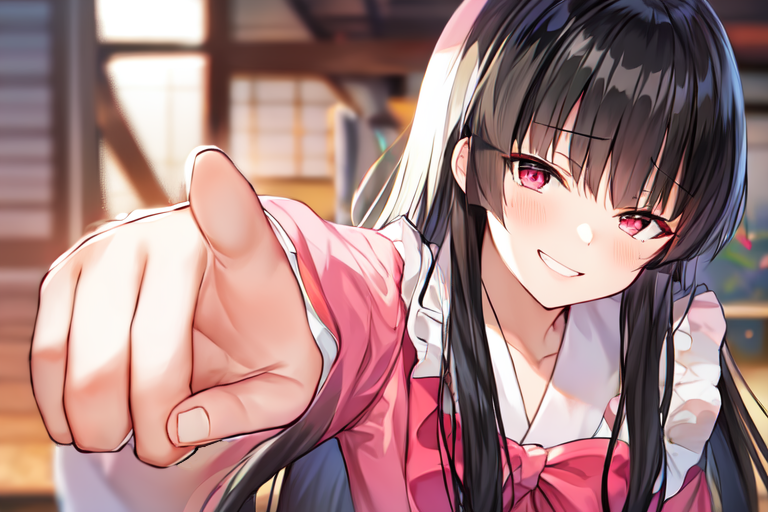 AI art "Kaguya Houraisan (蓬莱山 輝夜), pointing"