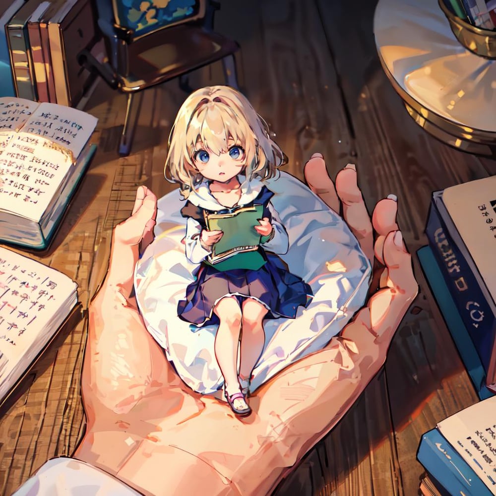 Shrunken girl in hand - AI Model cover image
