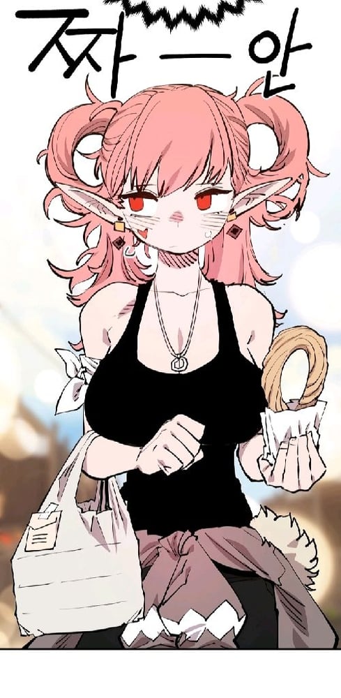 AI art "Kina Lillet (Player)" for keywords elf, pointy ears, red eyes, tanktop, pink hair, earrings, 1girl