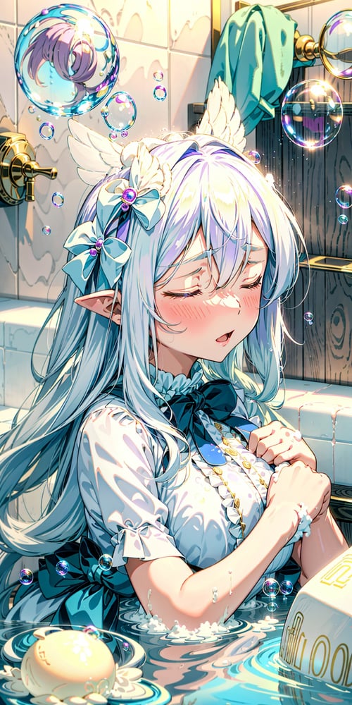 AI art "Bubble Bath" for keywords 1 girl, himari\(Blue Arechive\), bubble bath, upper body