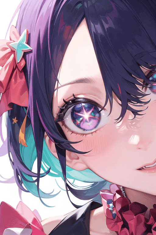 AI art "Ai Hoshino" for keywords 1 girl, ai hoshino, face close up, white background