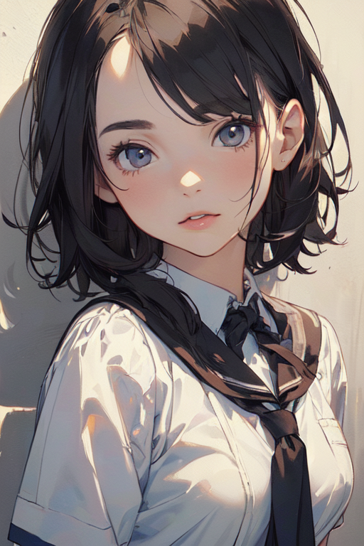 AI Art Model: School girl with short black hair | PixAI