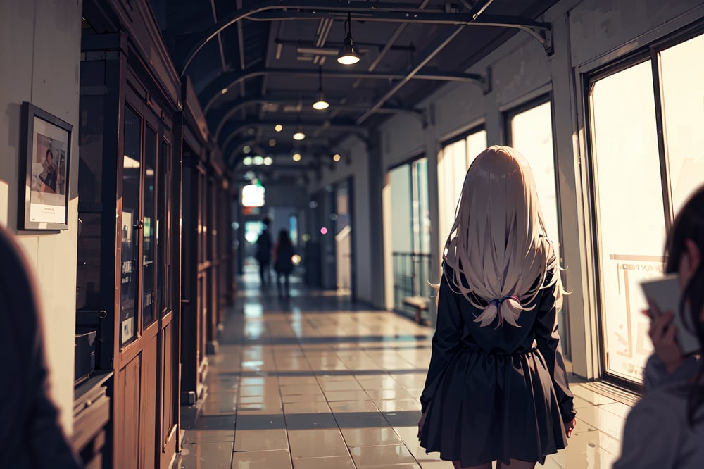 AI art "Hallway" for keywords 1girl, casual, from behind, long hair,

Pov Wall foreground:1.9, blurry foreground,