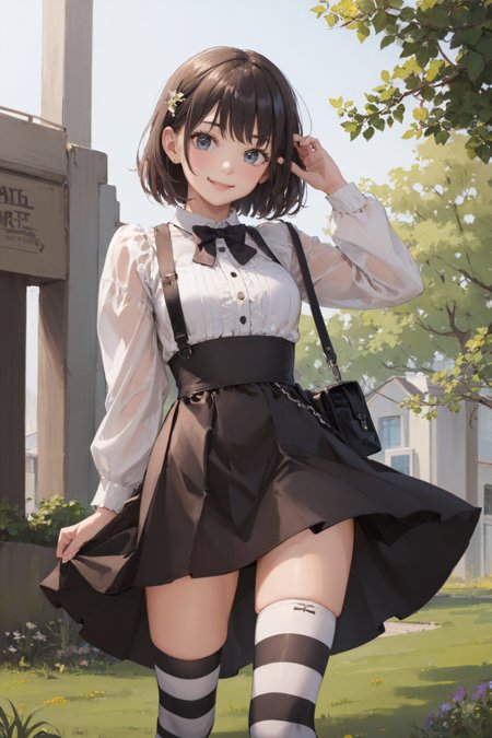 Depository of Striped Black and White Thighhighs | Attire - AI Model cover image
