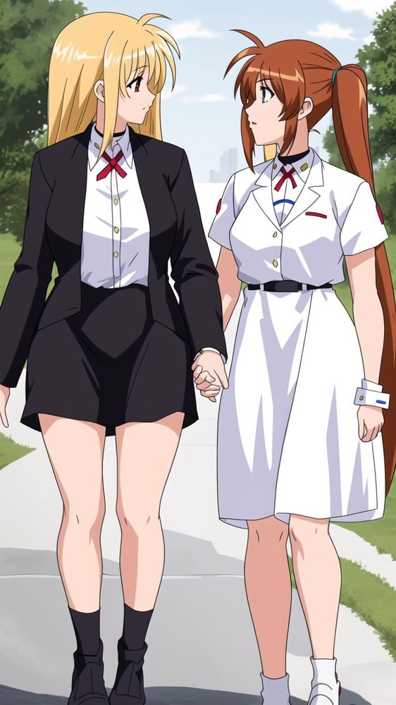 Magical Girl Lyrical Nanoha Strikers: Nanoha x Fate (Yuri) - AI LoRA model on PixAI