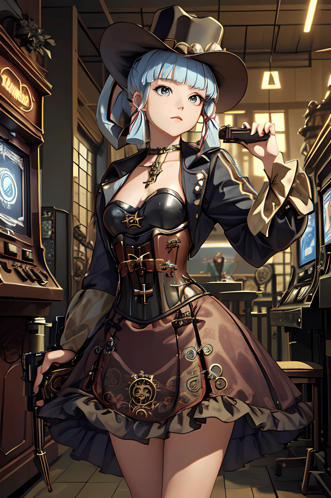AI art "Steampunk Arcade Room"