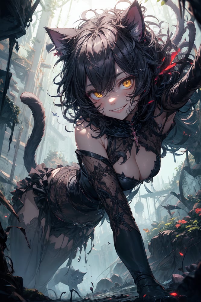 AI art "Play with me!" for keywords cat
