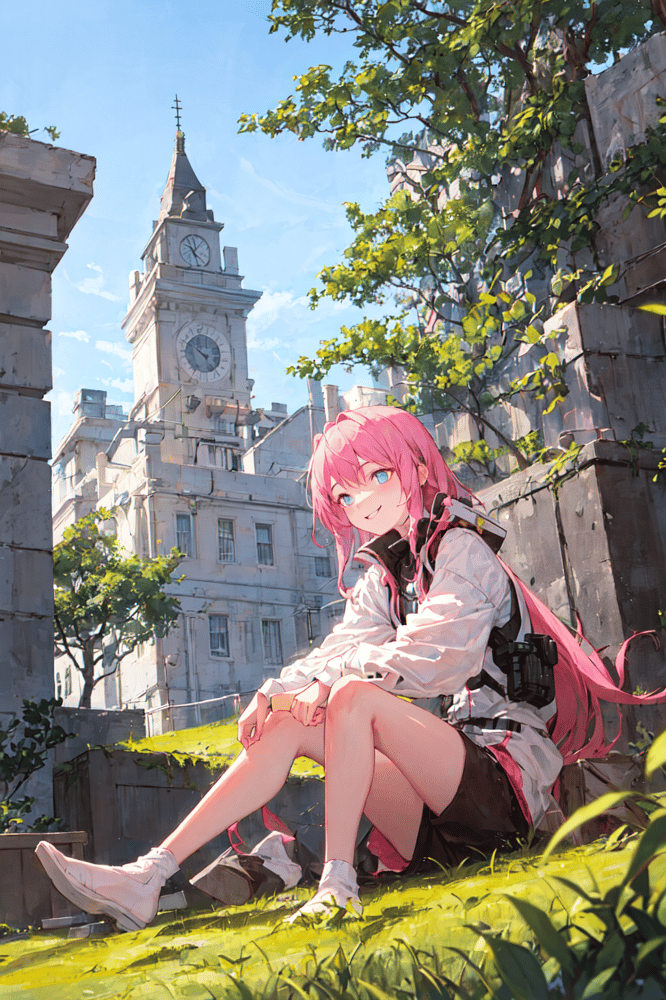 AI art "Pink haired dude being comfy"