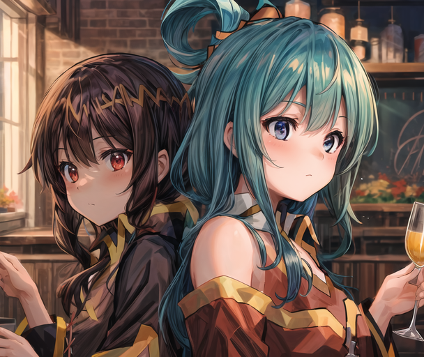 AI art "Megumin and Aqua"