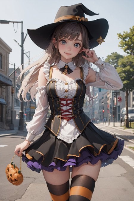 Depository of Striped Black and Orange Thighhighs | Attire - AI Model cover image