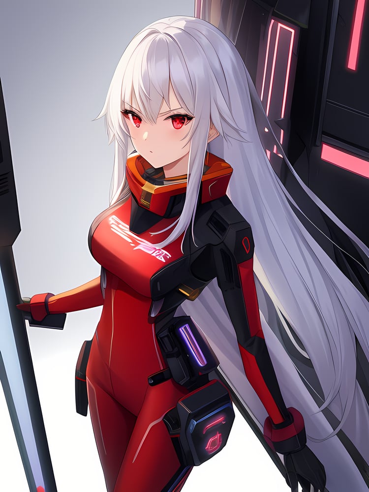 AI art "White Hair Power Suit Girl"