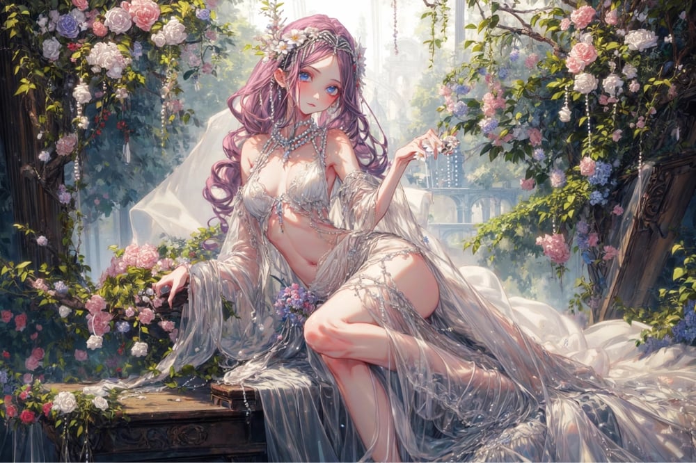 AI art "flowers girl" generated with 119-colorful style