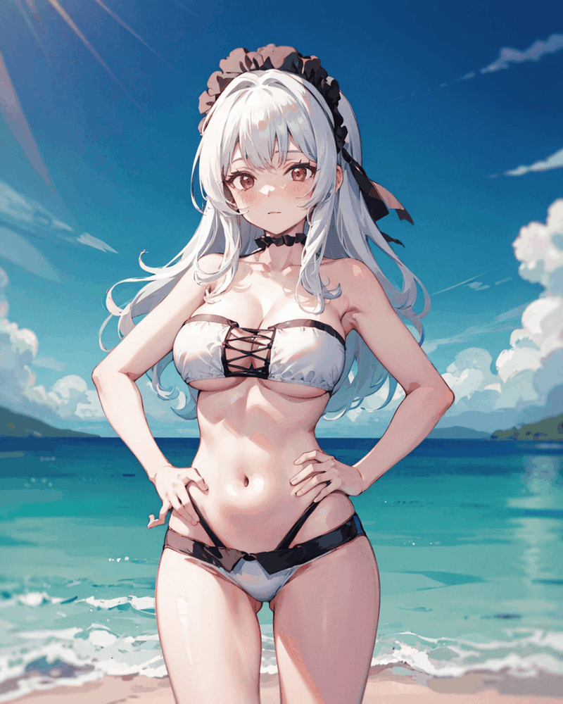 【Costume】Center Opening Cross-Laced Bikini (Swiftsure style) 中间开口交叉绑带比基尼 确捷版 - AI Model cover image