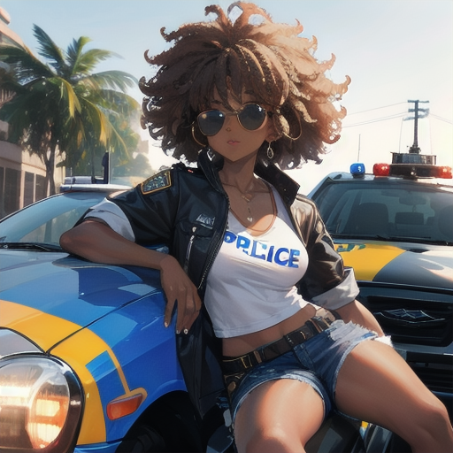 AI art "dark skin police girl"