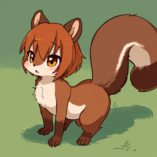 AI art "りすちゃん" for keywords cute feral squirrel, female, konzaburou,
body fur, orangish brown fur