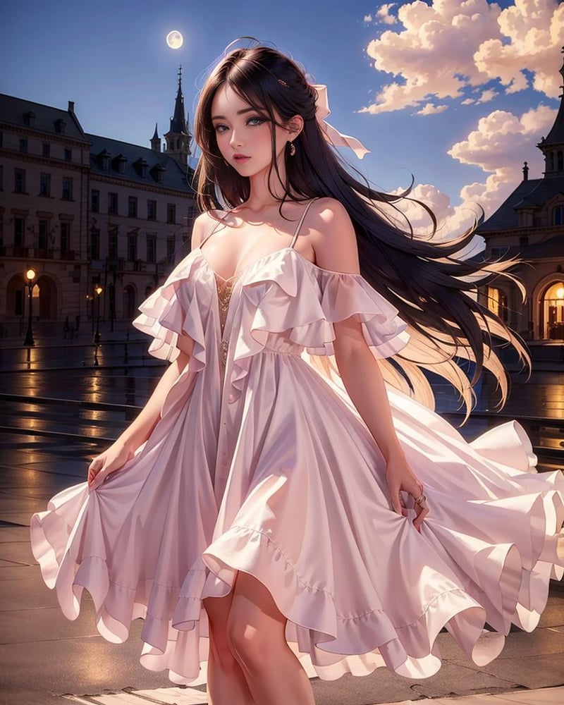 [Lah] Party tiered Dress | Asian woman dress - AI Model cover image