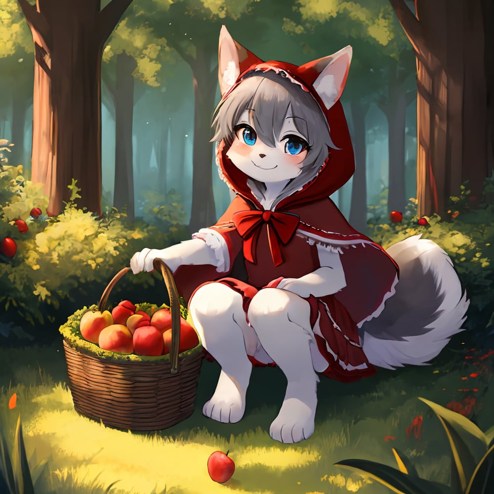 AI art "little red riding hood wolf girl"