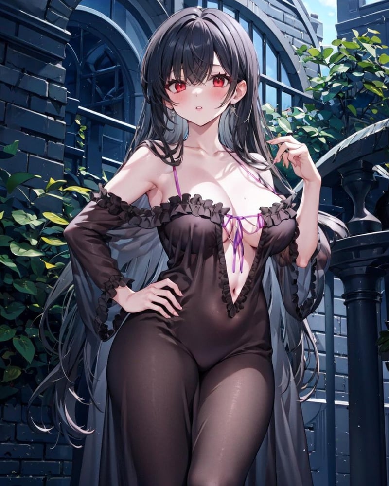 【Costume】【Cosplay】Black Nightgown of Lila Decyrus (Moonlight Encounter) 莉拉·德西亚斯同款睡袍 - AI Model cover image