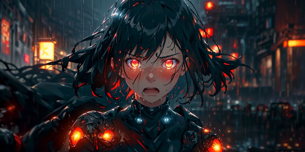 Premium AI Image  Anime character with a fire background expressing  aggression and anger illustrating inner power