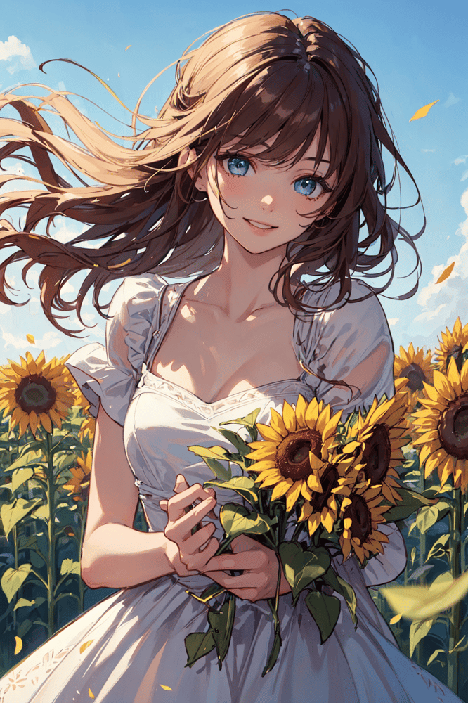 AI art "Sunflowers but a different model"