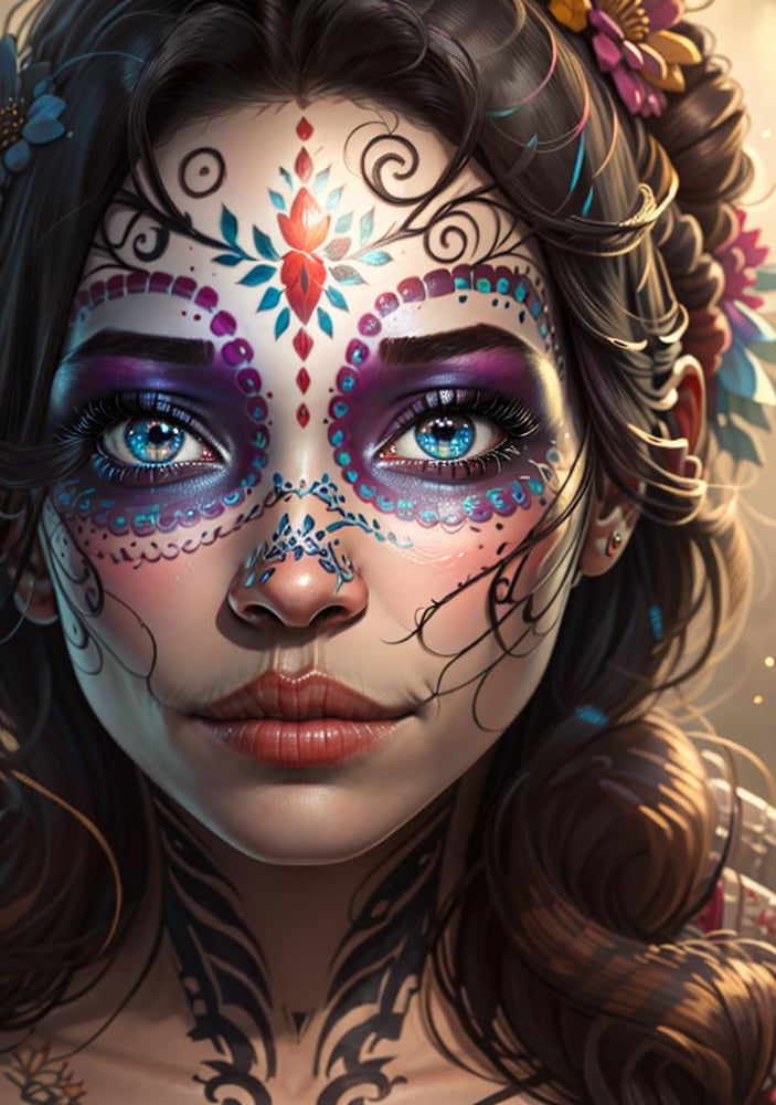 Catrina / Mexican Skull MakeUp (Dia de muertos) by YeiyeiArt - AI LoRA model on PixAI