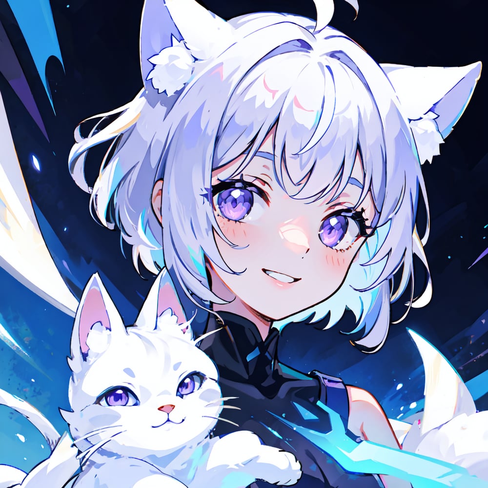 AI art "PixAi with Cat"
