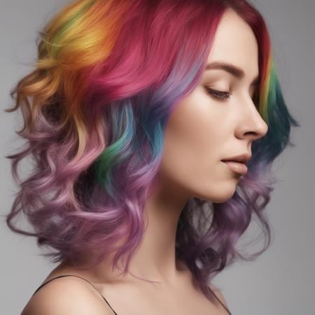 👍🏼 Rainbow highlights Hair  concept / BodyModel / Rainbow highlights Hair / anime Style - AI LoRA model on PixAI