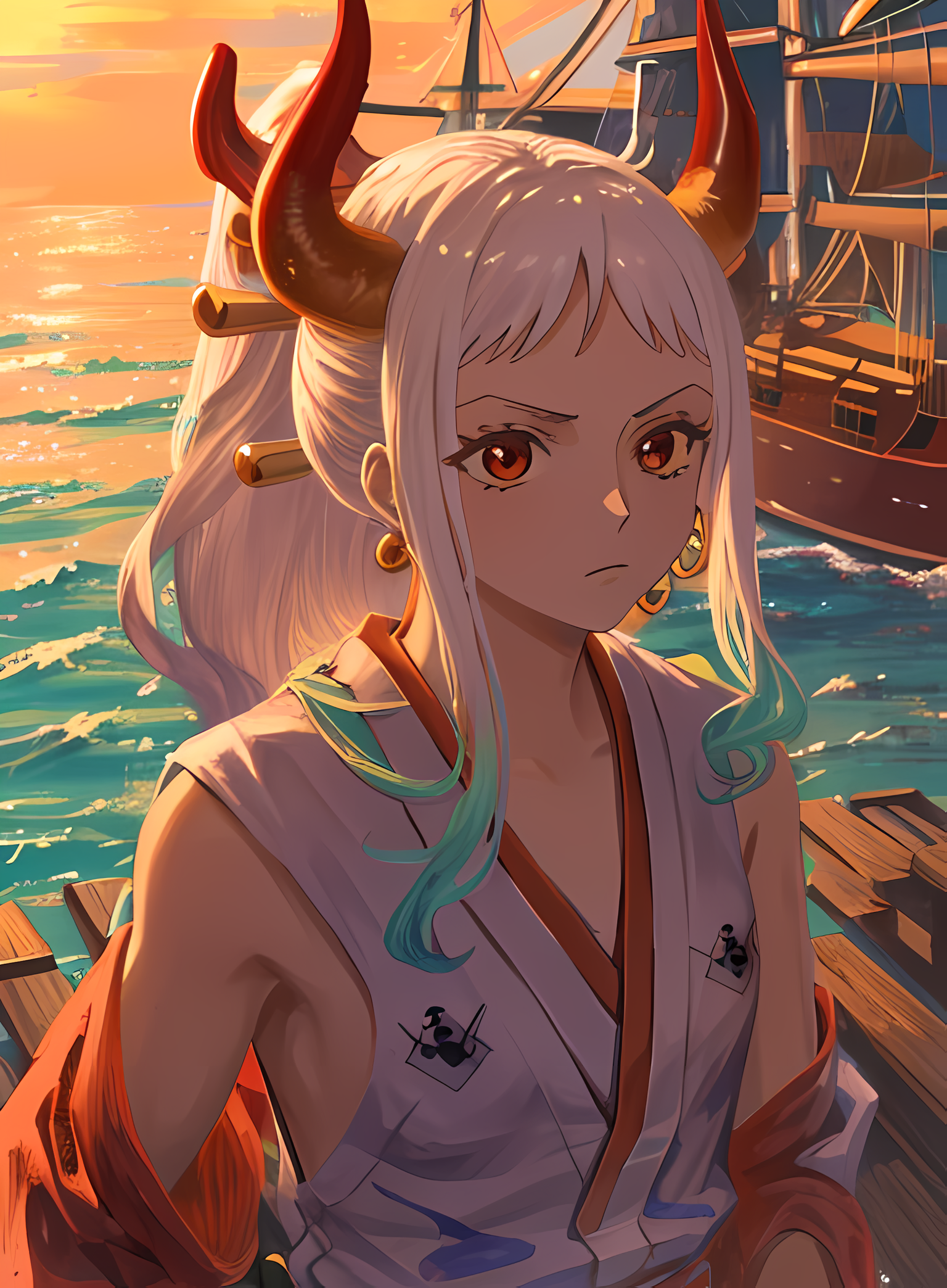 AI art "yamato from onepice :3c"