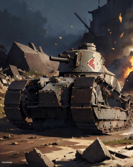 WW1 - Renault FT Tank - AI LoRA model on PixAI