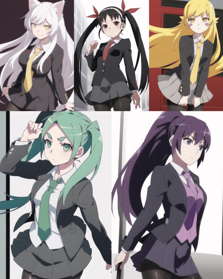 Monogatari main Characters - AI LoRA model on PixAI