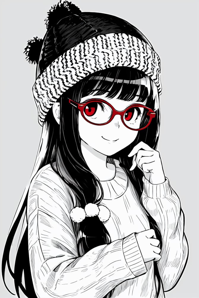 Monochrome_illustration/黑白风格/点缀色 - AI Model cover image