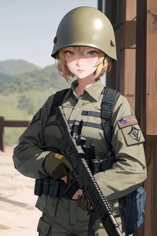 AI art "どこかの国の女性兵士 2/3"