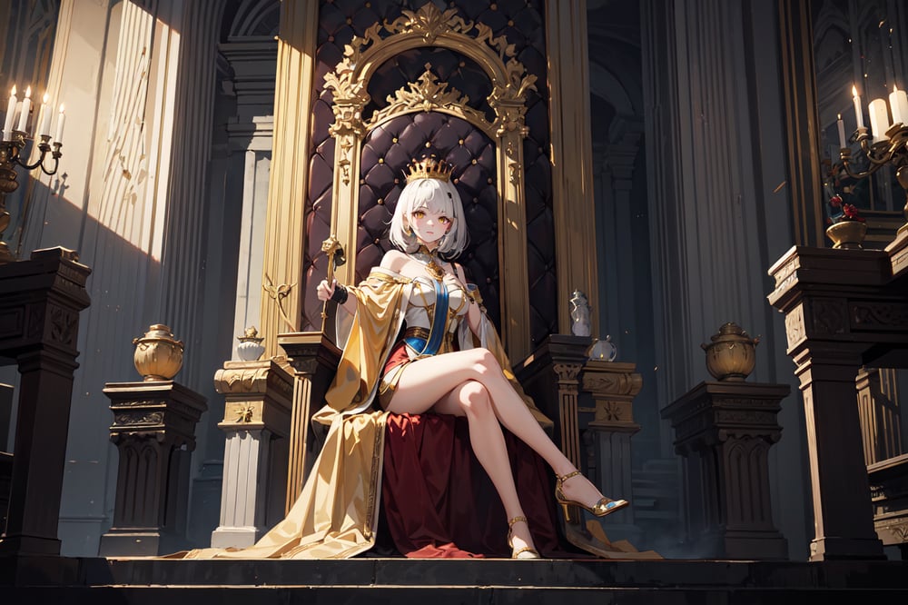 AI art "All hail the queen" for keywords bare shoulders,