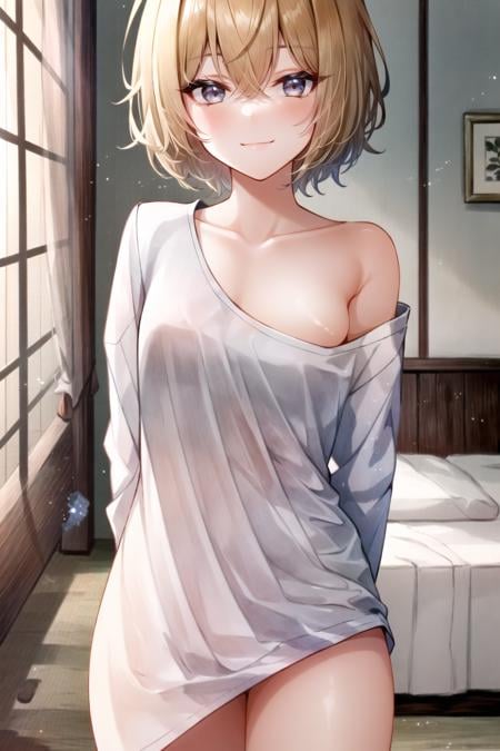 Single bare shoulder shirt - AI Model cover image