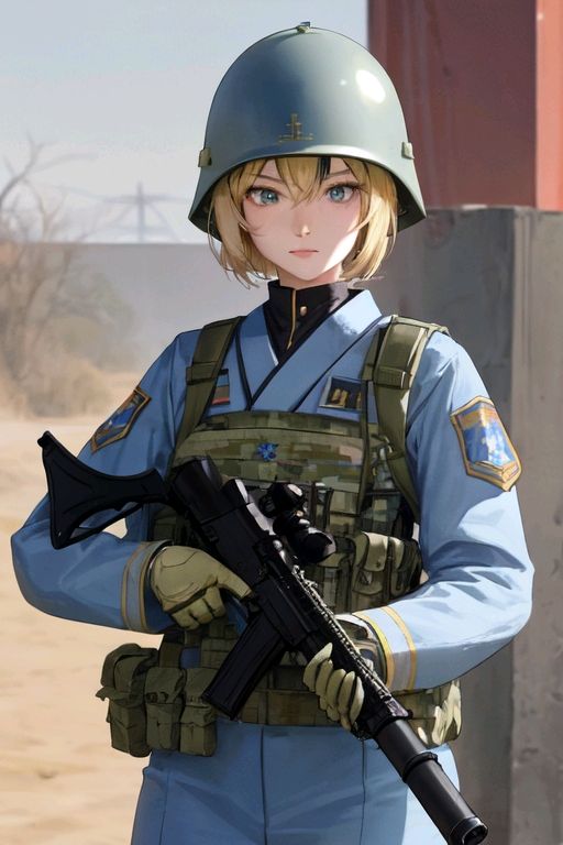 AI art "どこかの国の女性兵士 2/2"